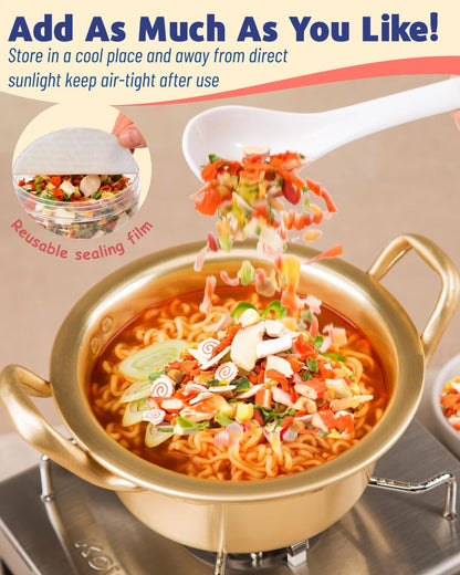 Dried Ramen Toppings 11 Mix Seafood & Veggies - Real Squid, Shrimp, Fish Cake & Goji Berry, Low Fat, No Added MSG, 12.35 oz Resealable Jar for Instant Ramen, Soups, Rice