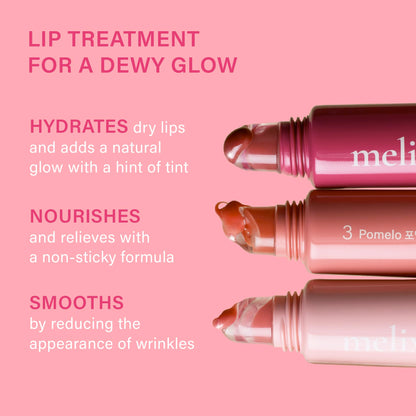 Melixir Vegan Lip Treatment, Sheer Tinted Lip Balm for Instant Hydration & Shine, Moisturizing Lip Gloss, Infused with Vegan Collagen & Jojoba Oil, Cruelty-Free, Korean Skincare-4 Berry(0.5oz/15g)