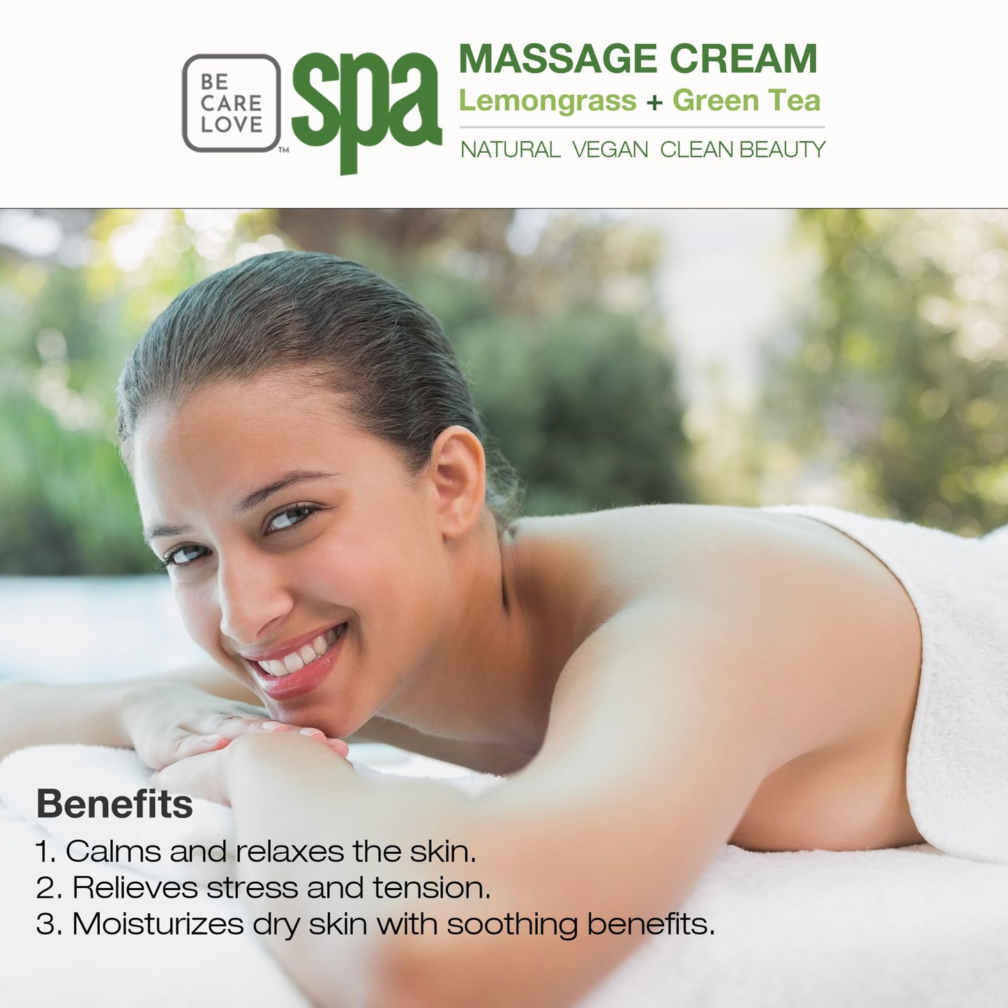 BCL SPA Massage Cream organic Lemongrass + Green Tea body lotion with shea butter, aloe vera, peppermint, argan and jojoba oils body cream to soothe, calm & revitalize the skin. Home/Pro use 16 fl oz