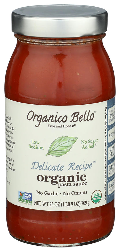 ORGANICO BELLO Organic Delicate Recipe Pasta Sauce, 25 OZ