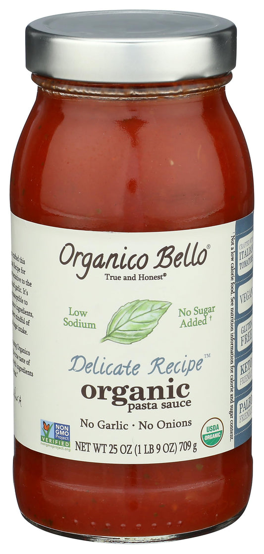 ORGANICO BELLO Organic Delicate Recipe Pasta Sauce, 25 OZ