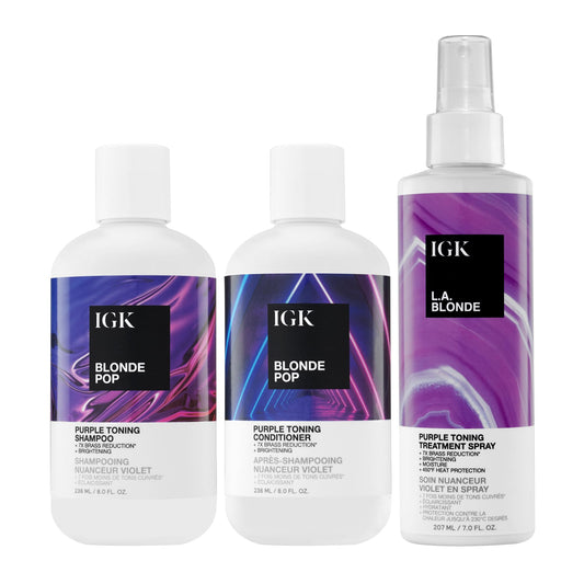 IGK BLONDE POP Purple Toning Conditioner | Brighten + Neutralize Brass | Vegan + Cruelty Free |