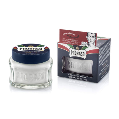 Proraso Pre Shave Conditioning Cream - Aloe Vera & Vitamin E - Protective Formula for Dry, Rough Skin & Beard - Premium Italian Pre Shave Cream - 3.6oz