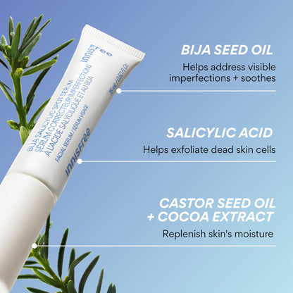 innisfree Bija Spot Serum with Salicylic Acid & Castor Oil, Korean Treatment for Acne, Pore Care, Smooth Skin