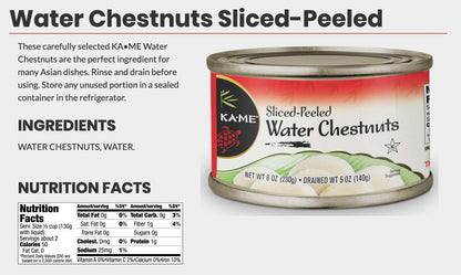 Ka-Me Stir-Fry Vegetables, Sliced Water Chestnuts, 8 Ounce (Pack of 24)