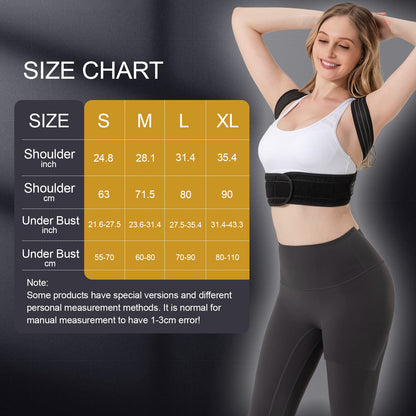 Portzon Back Brace Posture Corrector for Men and Women, Adjustable Breathable Support Pain Relief for Neck, Shoulders