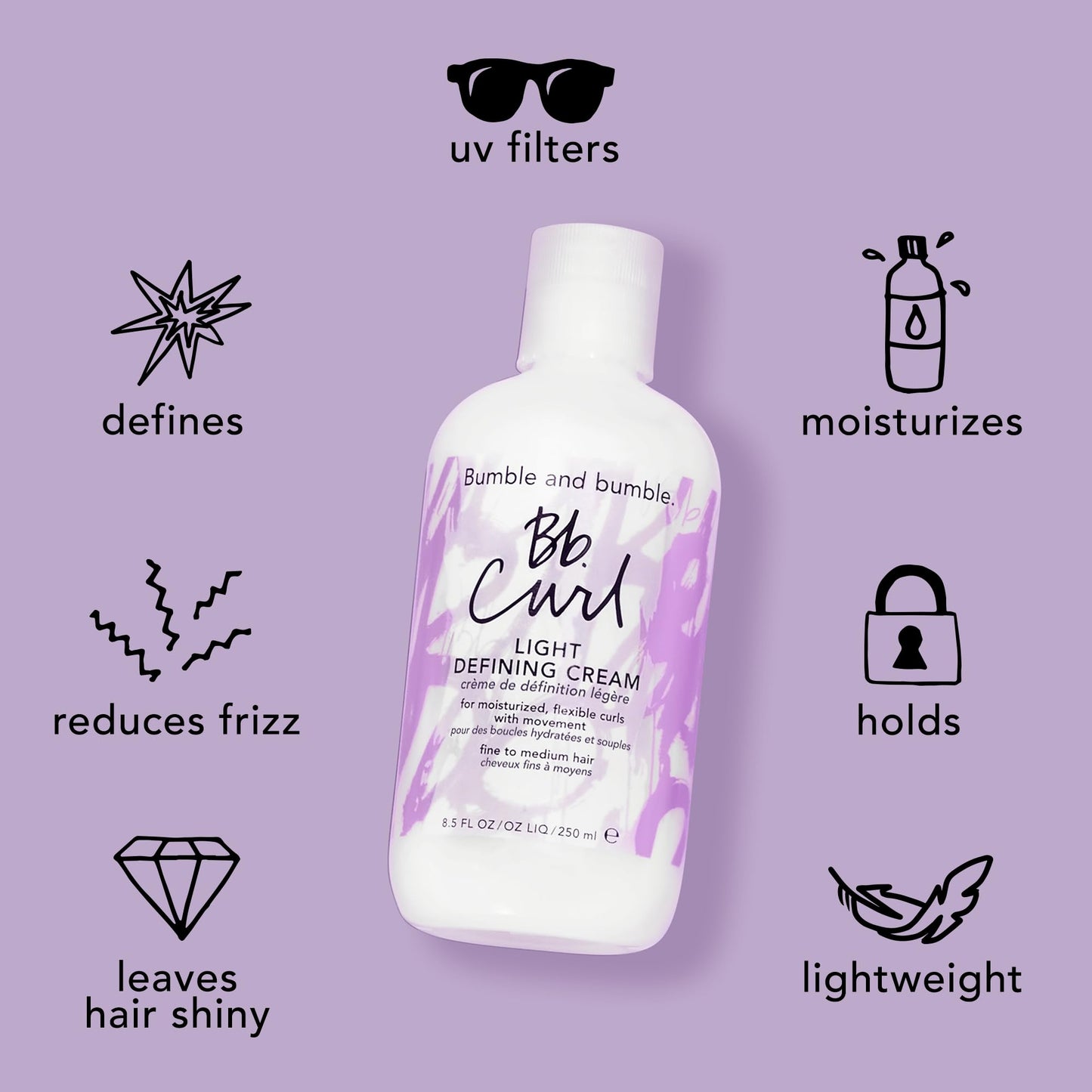 Bumble and bumble. Curl Defining Styling Cream | For Moisturized, Flexible Coils Curls and Waves | Anti Frizz | Hold and Shine | With Jojoba, Avocado + Coconut Oil