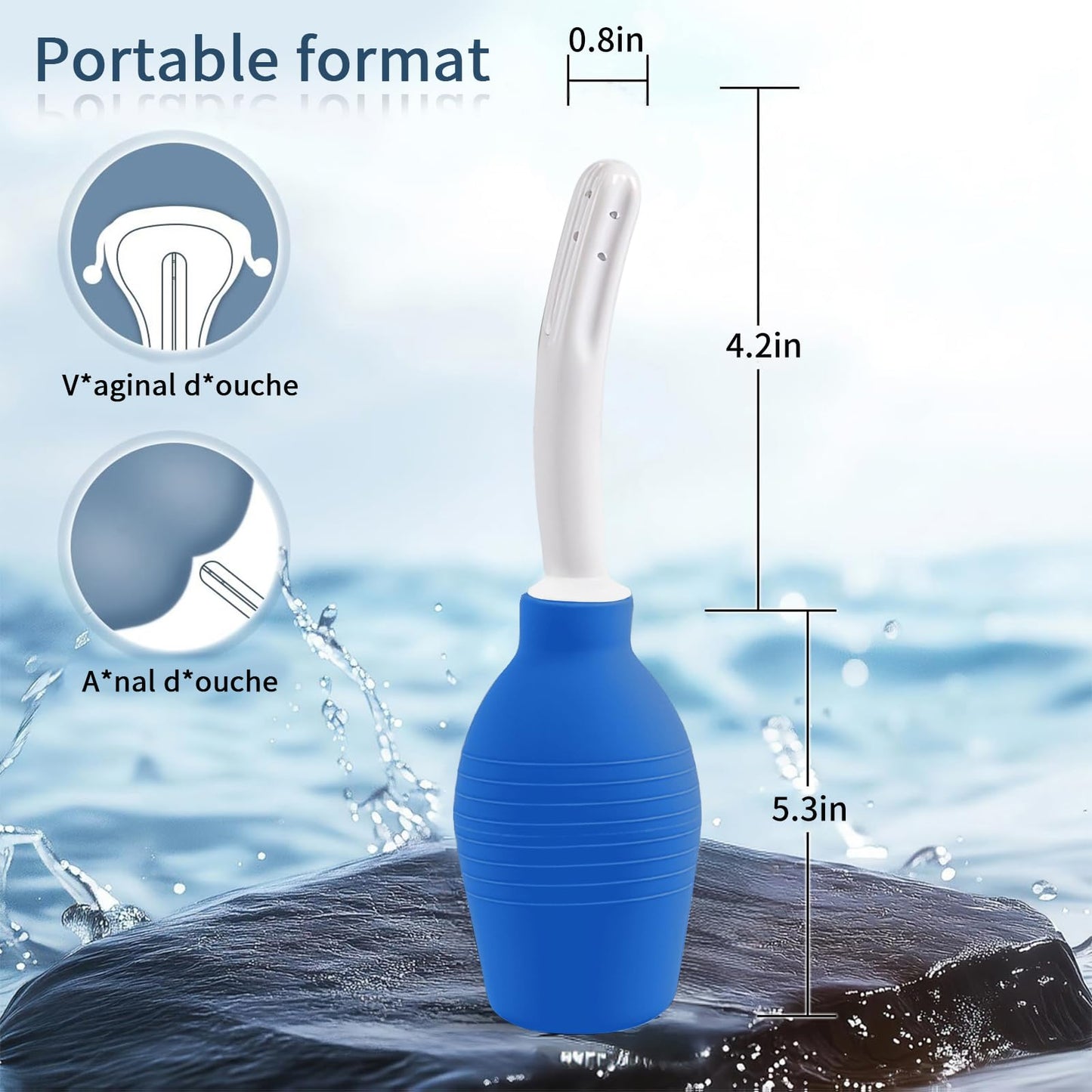 Anal Douche Enema Kit - 310ML Enema Bulb Douches for Men and Women, Shower Enema Bulb Cleaner Wash Flusher System,Douche Ideal for Daily Care & Travel(Blue)