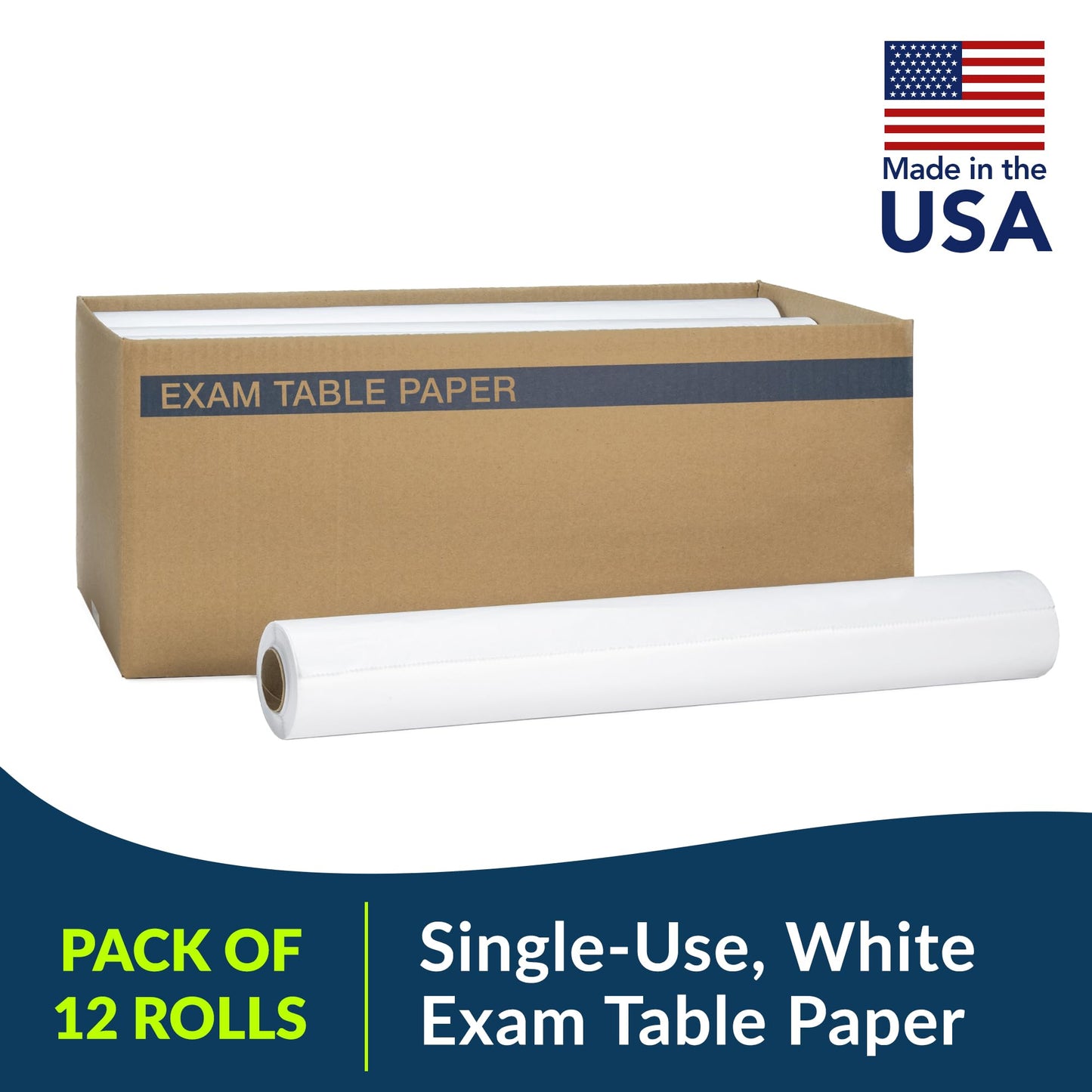 TIDI 980912 Everyday Exam Table Paper, White, 18” x 225’ (Pack of 12) ― Smooth Paper ― Hygienic Barrier ― For Medical Offices, Exam Rooms, Daycare Centers, Spas, Tattoo Studios ― Medical Supplies