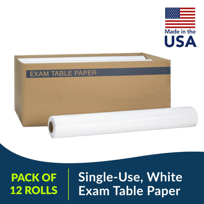 TIDI 980912 Everyday Exam Table Paper, White, 18” x 225’ (Pack of 12) ― Smooth Paper ― Hygienic Barrier ― For Medical Offices, Exam Rooms, Daycare Centers, Spas, Tattoo Studios ― Medical Supplies