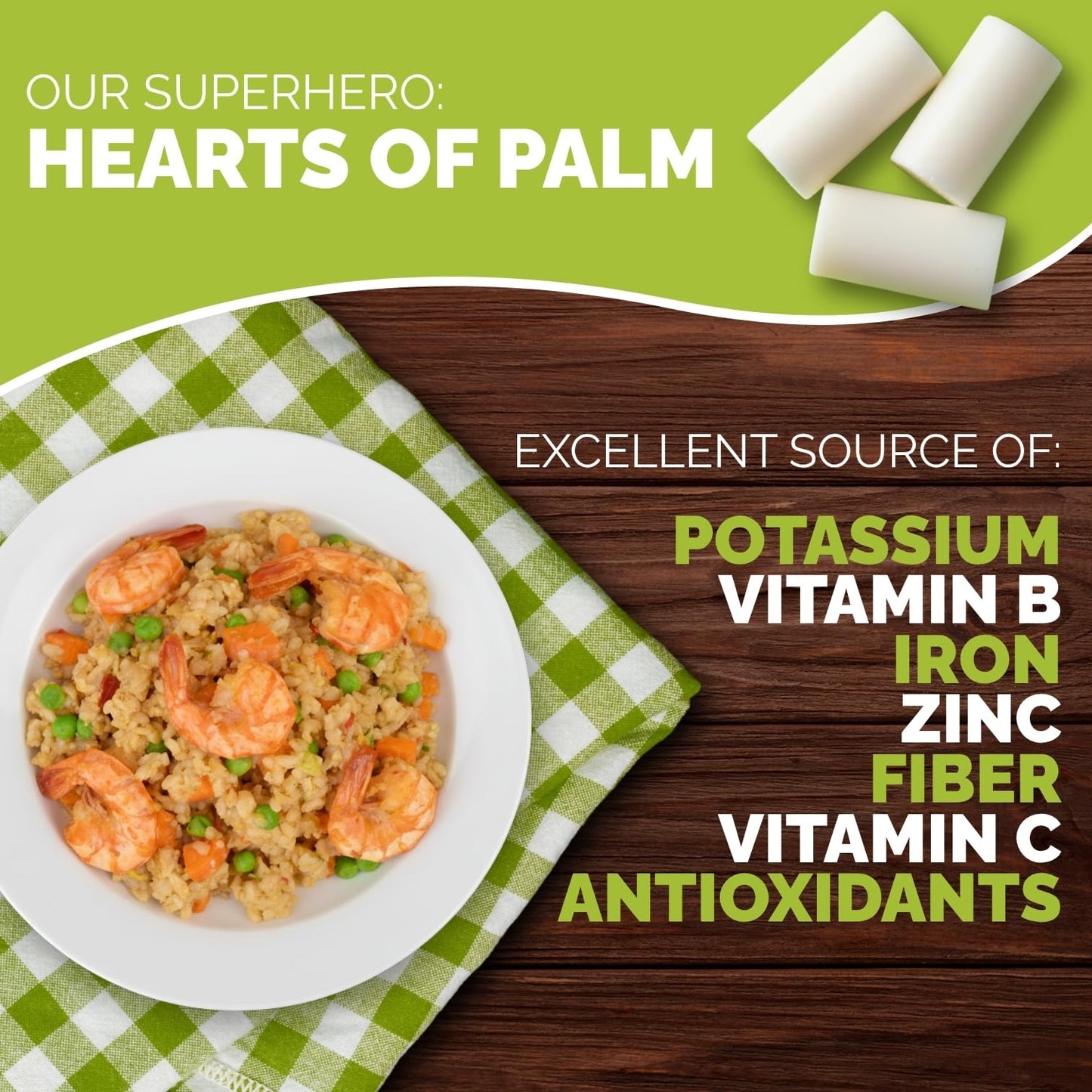 Palmini Fried Rice | Low-Carb, Low-Calorie Hearts of Palm Rice | Keto, Gluten Free, Vegan, Non-GMO | As seen on Shark Tank | (8 Ounce Pouch - Pack of 6)