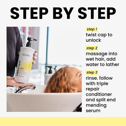 Triple Repair Shampoo | Targets & Repairs Weak or Broken Bonds | Split Ends | Damaged Hair | Bond Builder | Sulfate-Free