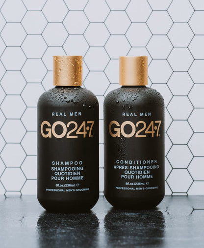 GO247 Daily Conditioner – Professional Size Hydrating Formula for Men – With Vitamin E & Menthol to Help Nourish & Refresh – Macadamia Nut & Ginseng Scent, 32 Fl Oz