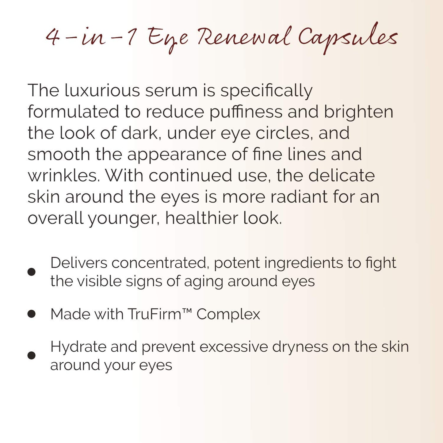 BODY FIRM Crepe Erase 4-in-1 Line Smoothing Capsules, Anti-Aging, Hydrating Face and Eye Serum with Hyaluronic Acid and Multi-Chain Peptide for Wrinkles, Crepe Skin & Fine Lines, 30 Count