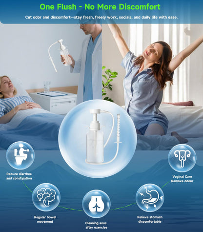 Reusable Vaginal Cleansing Douche Bottle - Douche for Women , Safe & Reusable Enema Kit with 3 Nozzles (330ML), Anti-Backflow Design for Feminine Hygiene & Personal Care, Includes Enema Tube