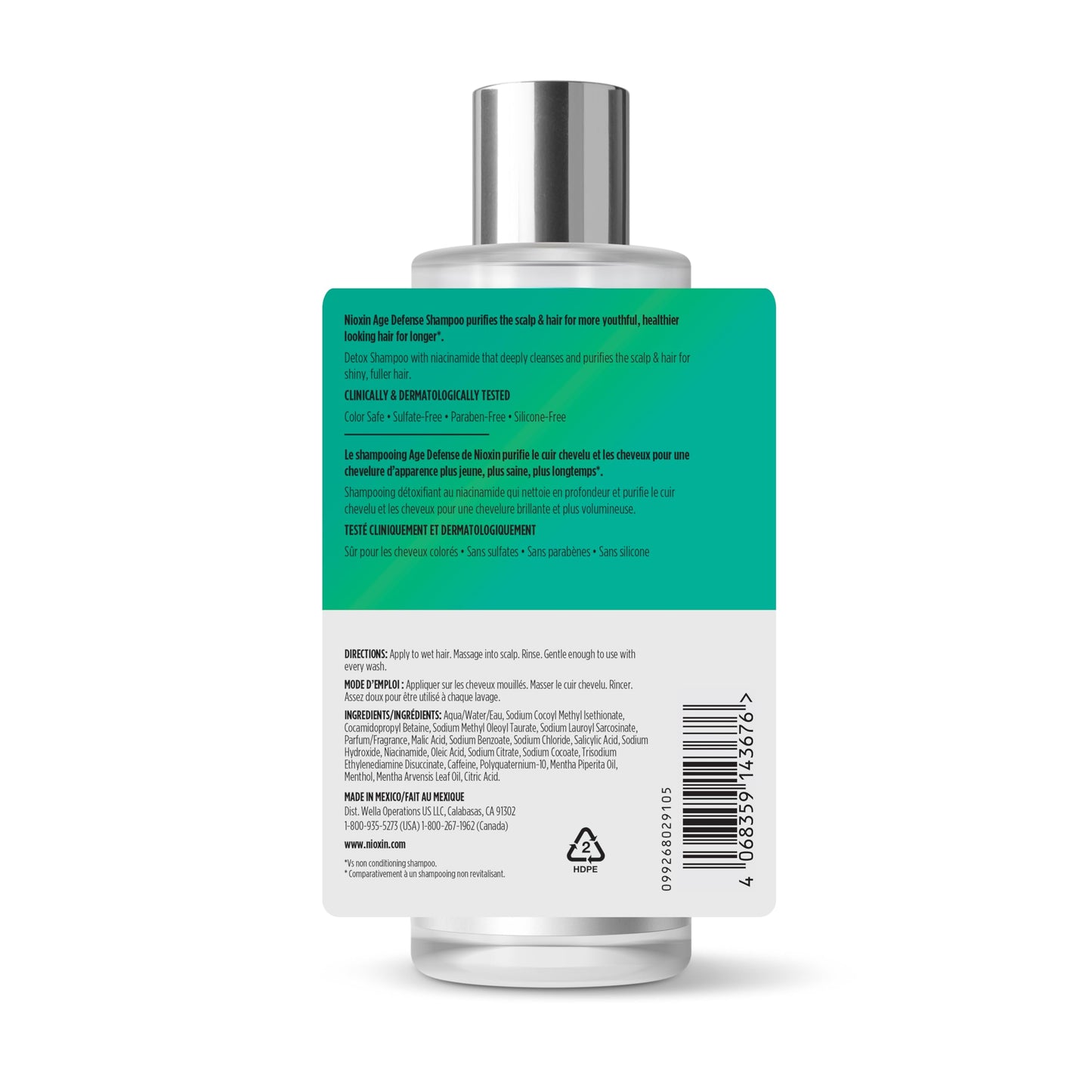 Nioxin Age Defense Shampoo for Aging Hair | Detox Scalp Cleanser with Niacinamide | Deeply Cleanses & Purifies Scalp & Hair | Paraben, Sulfate & Silicone-Free | Daily Use