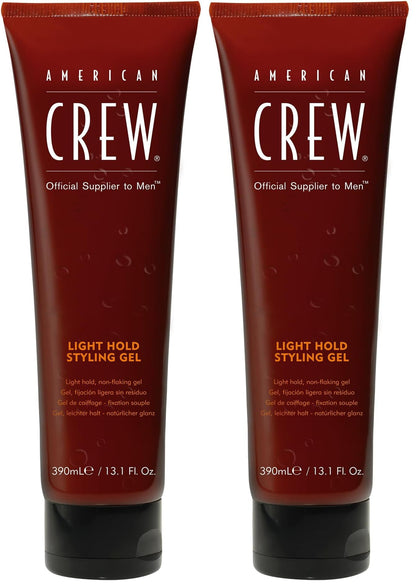 AMERICAN CREW Men's Hair Gel, Light Hold, Non-Flaking Styling Gel, 13.1 Fl Oz (Pack of 2)