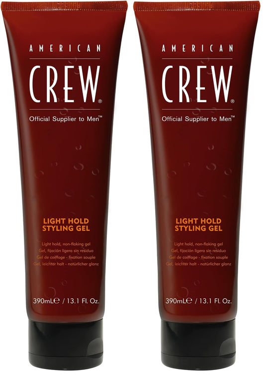 AMERICAN CREW Men's Hair Gel, Light Hold, Non-Flaking Styling Gel, 13.1 Fl Oz (Pack of 2)