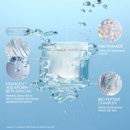 Charlotte Tilbury Magic Water Face Cream - Lightweight, Dewy Gel Moisturizer for Sensitive Skin - Infused with Niacinamide & Biopeptide Complex to Help Improve the Appearance of Fine Lines