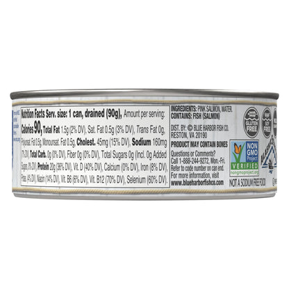 Blue Harbor Fish Co. Wild Pink Salmon in Water No Salt Added - 5 oz Can (Pack of 12)