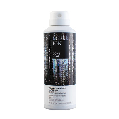 IGK Done Deal Strong Hold Finishing Hairspray – Long-Lasting, Humidity-Resistant, Brushable, Firm Control for All Hair Types, 5 oz