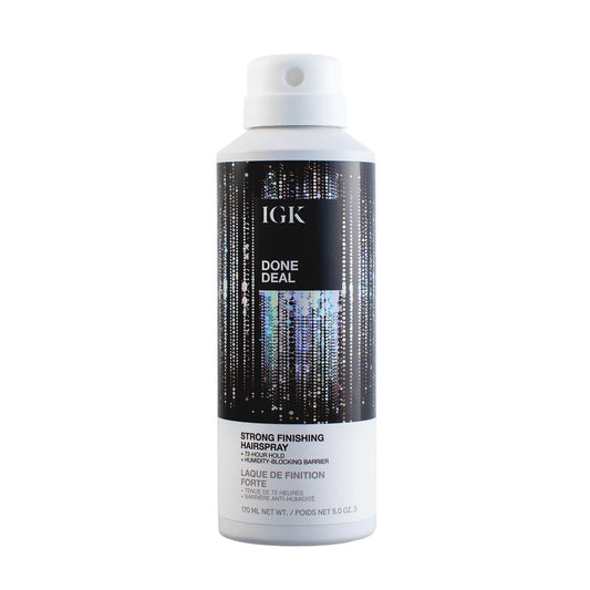 IGK Done Deal Strong Hold Finishing Hairspray – Long-Lasting, Humidity-Resistant, Brushable, Firm Control for All Hair Types, 5 oz