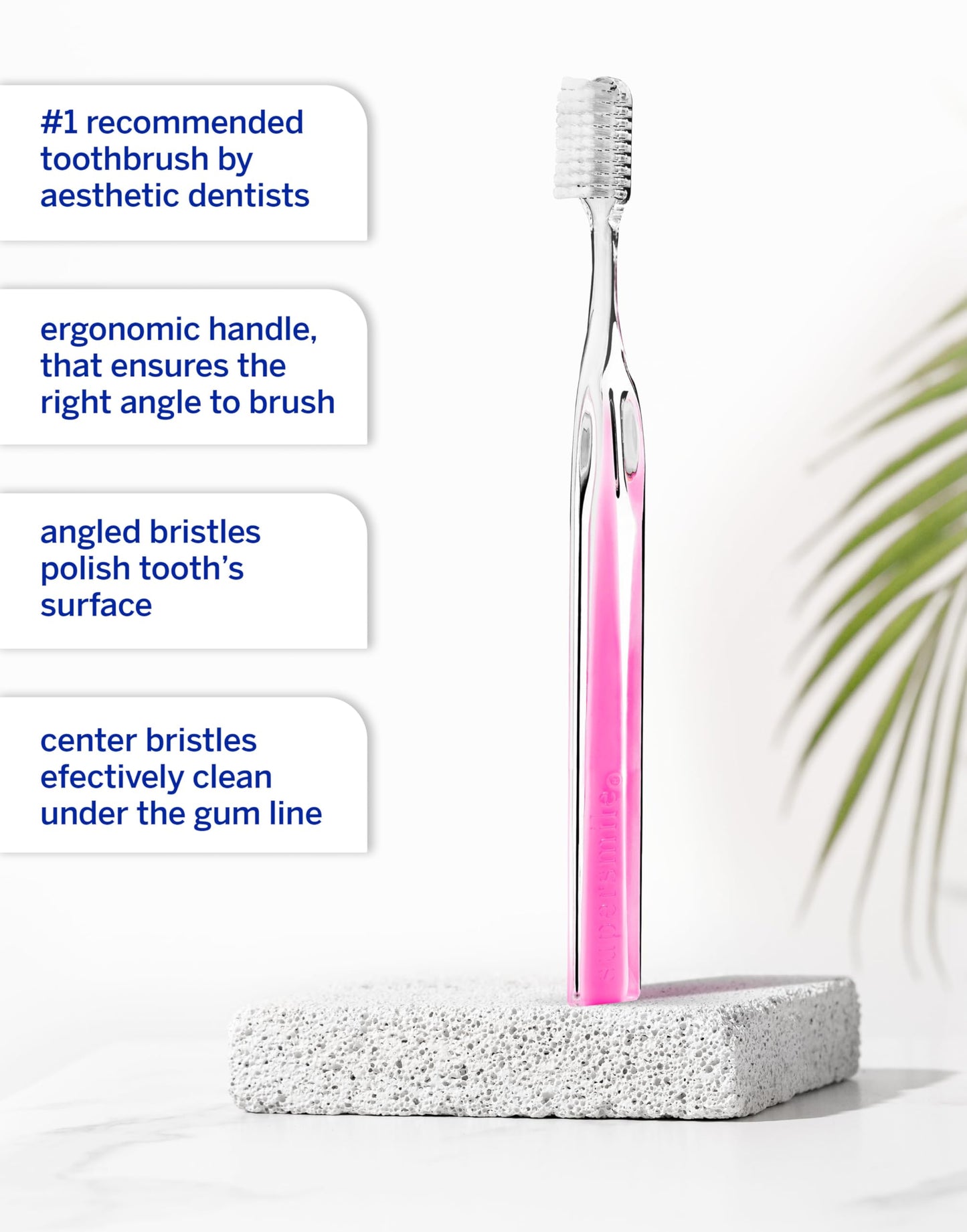 Supersmile Crystal Collection Toothbrush - Whitening Tooth Brush w/Ergonomic Handle - Patented 45° Soft Nylon Bristle Tooth Brushes for Adults & Children