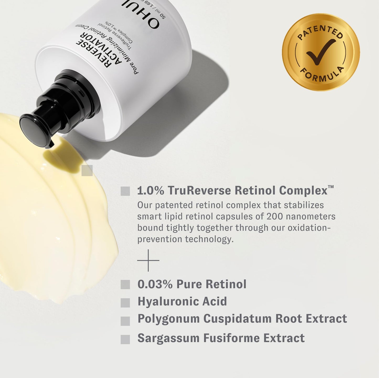 OHUI Reverse Activator Pore Minimizing Retinol Cream | Korean Skin Care | Low to Non-irritating Retinol Moisturizer for Face | Visibly Reduces Wrinkles and Pore Size
