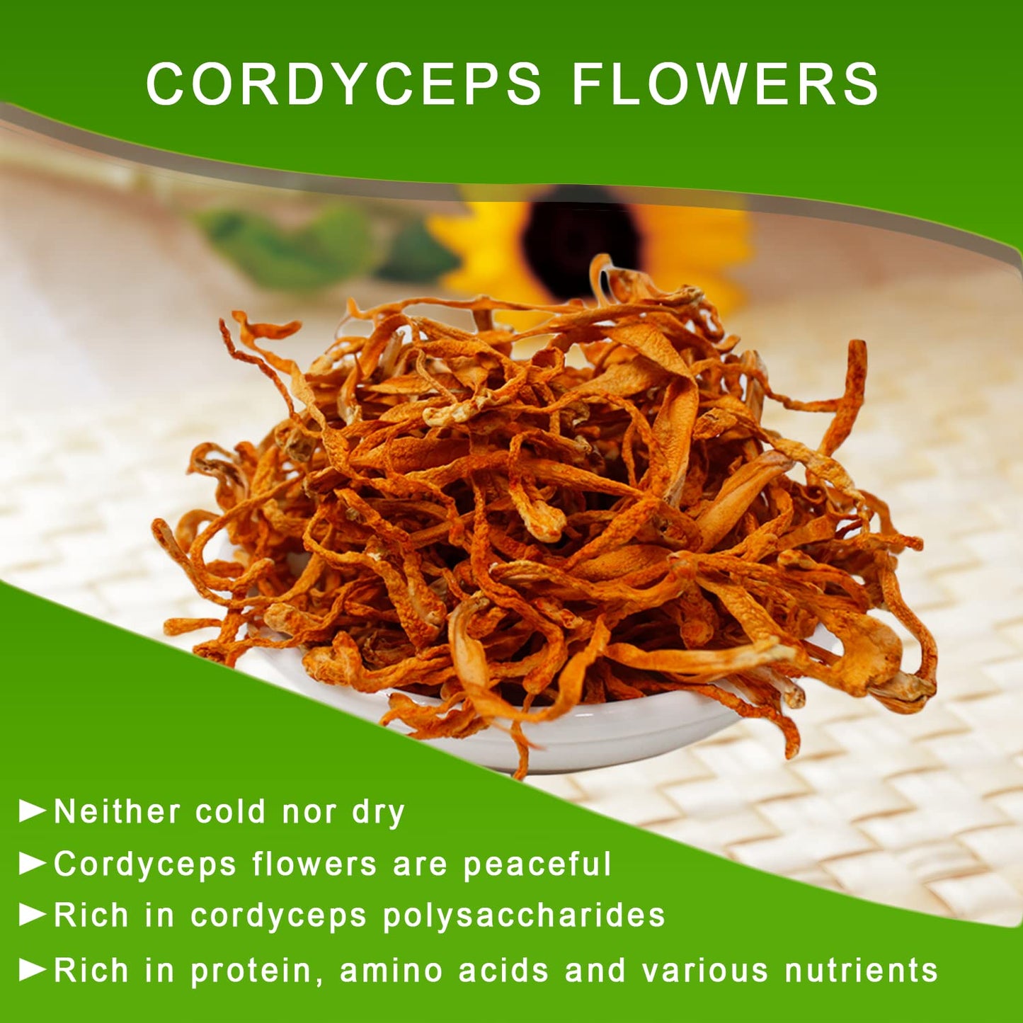 16OZ Cordyceps Flower, 100% Natural Dried Cordyceps Mushroom Supports Energy Immune Function for Soup/Cooking/Cooling/Tea