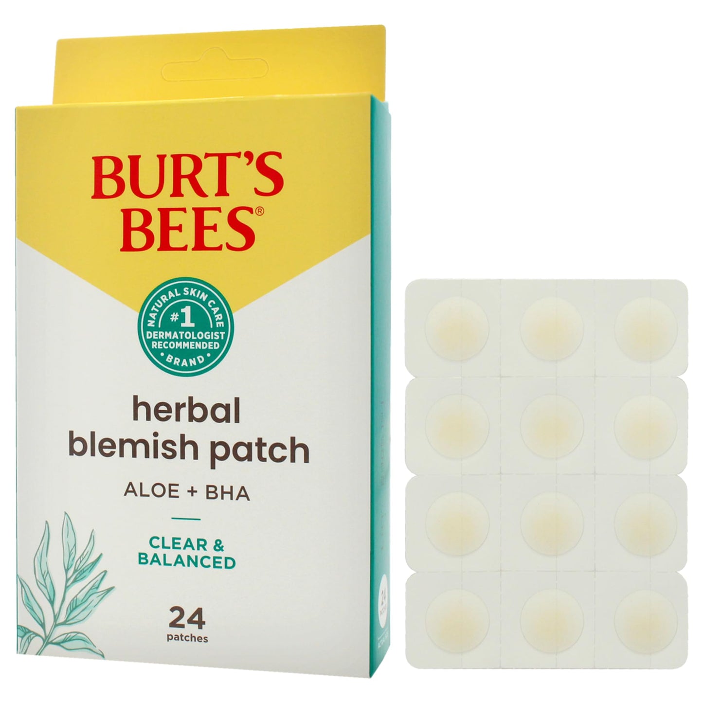 Burt's Bees Clear and Balanced Herbal Blemish Patch for Women - 24 Count Patches