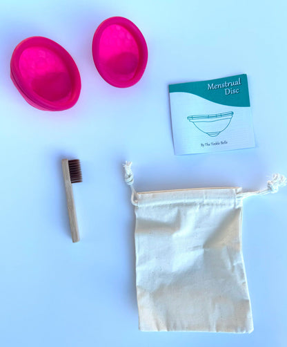 Tinkle Belle Reusable Menstrual Disc| Tampon, Pad, and Cup Alternative | Up to 12 Hour use | Comfortable | Includes Carrying Pouch and Cleaning Brush