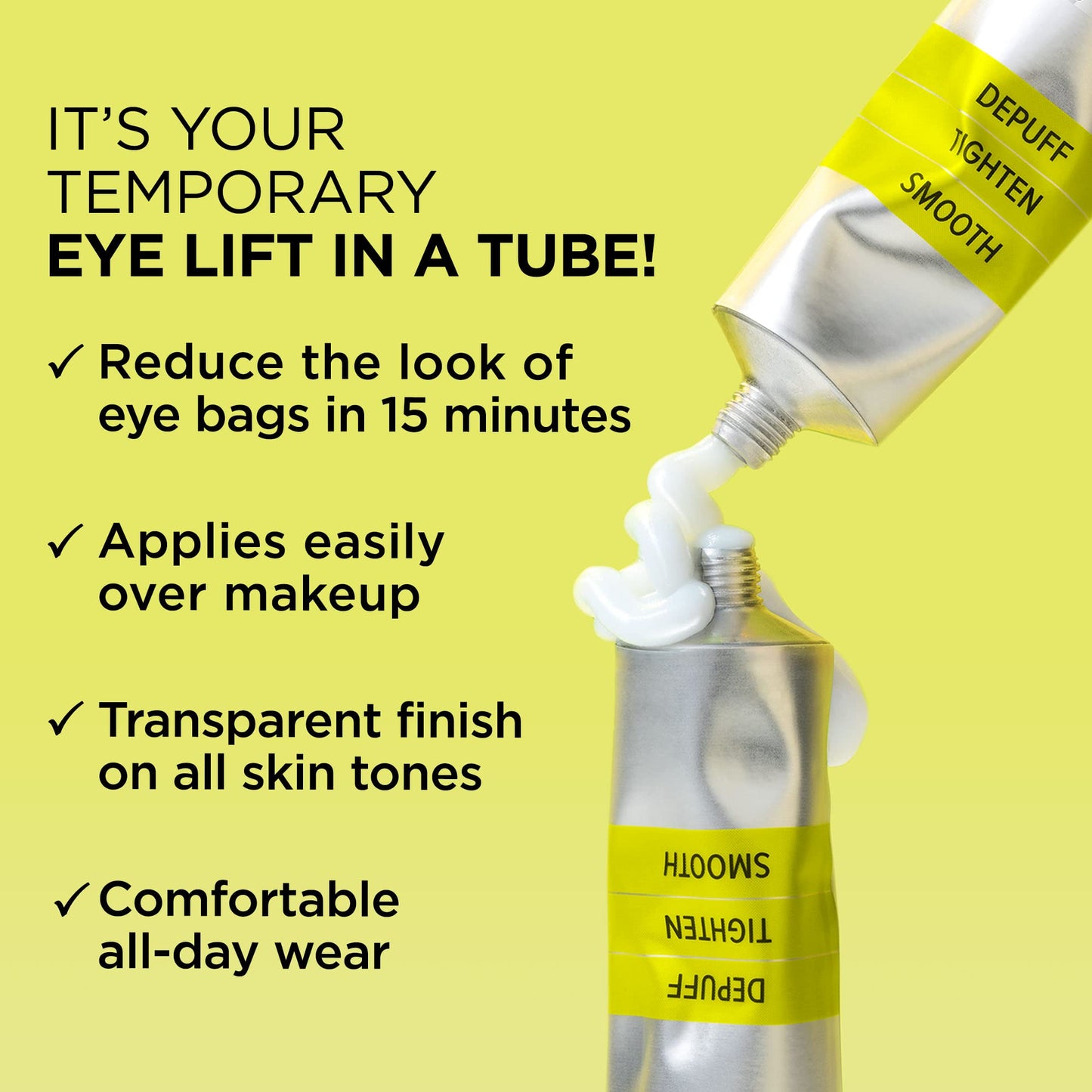 IT Cosmetics Bye Bye Under Eye Bags Daytime Treatment - Temporary Eye Bag Reducer & Undereye Corrector, Smooths & Reduces Look of Wrinkles & Fine Lines, Transparent Finish - 0.5 oz