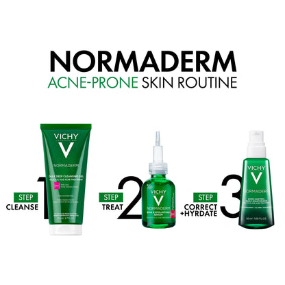 VICHY Normaderm Acne Control Daily Moisturizer, Oil Free Acne Moisturizer For Face, Max Strength 2% Salicylic Acid + Hyaluronic Acid + Vitamin C, Targets Blackheads, Blemishes & Enlarged Pores