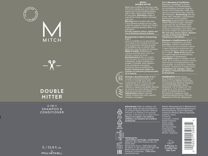MITCH by Paul Mitchell Double Hitter 2-in-1 Shampoo & Conditioner for Men, For All Hair Types
