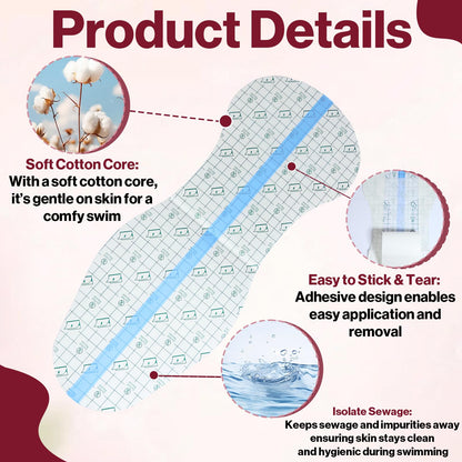 Waterproof Swimming Pads for Women – 20 PCS, Skin-Friendly PU Film & Cotton Core, Protective Private Stickers for Swimsuits, Lingerie, Water Parks, and Swimming