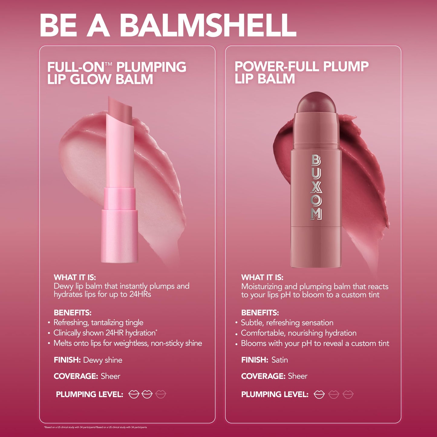 BUXOM Full-On Plumping Lip Glow Balm, Tinted Lip Balm, Hydrating & Nourishing Lip Treatment with Hyaluronic Acid & Shea Butter, Cruelty-Free