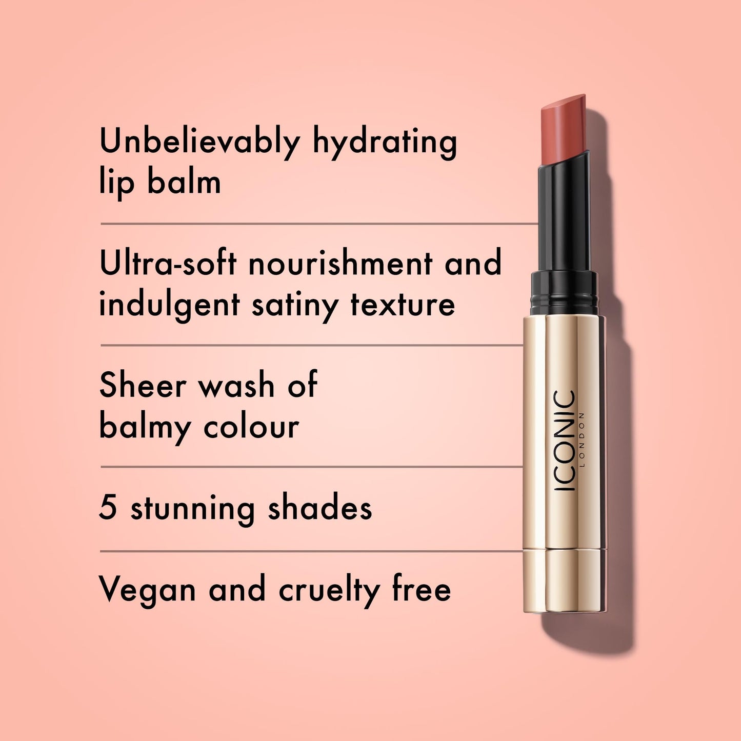 ICONIC LONDON Melting Touch Lip Balm | Hydrating Lip Balm, Non Sticky, Sheer Wash of Colour, Cruelty Free, Vegan Makeup, 3 mL / 0.10 Fl Oz