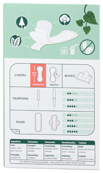 Natracare Natural Organic Curved Panty Liners, with Certified Organic Cotton, Ecologically Certified Cellulose Pulp and Plant Starch (1 Pack, 30 Liners Total)