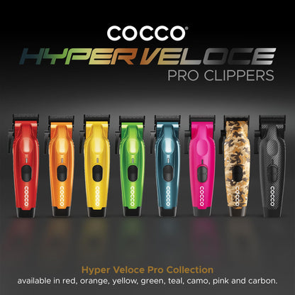 Cocco Hyper Veloce Pro Clipper, Digital Gap Ambassador Graphene Taper Blade Professional Hair Clippers, High-Torque BLDC Motor, All-Metal, Cordless, Charging Station Included (Carbon Fiber)