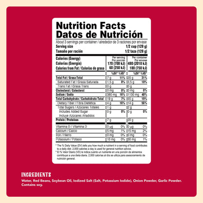 NATURA'S Refried Red Beans, Ready-to-Eat Vegetarian Refried Beans, Frijoles Rojos 13.40 oz Pouch (Pack of 3)