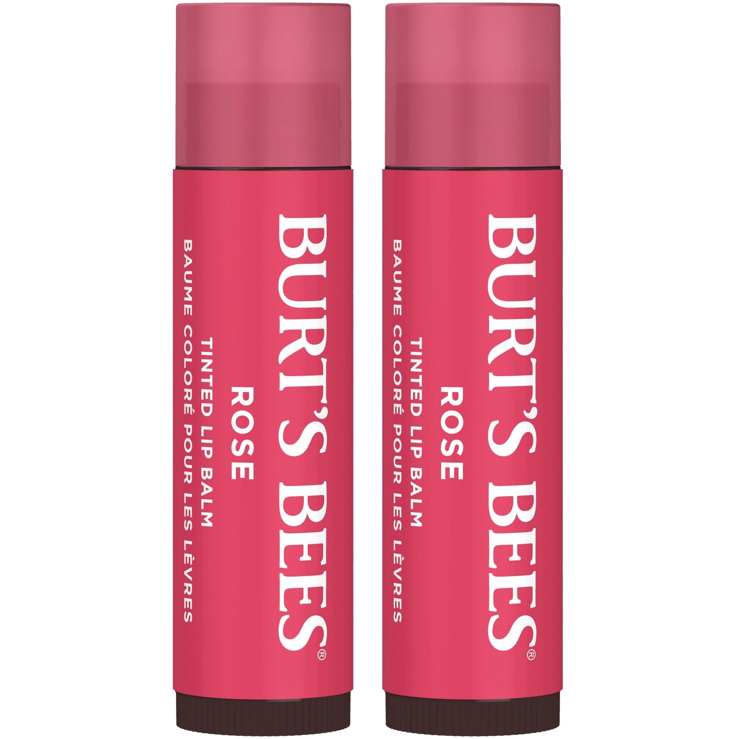 Burt's Bees Easter Basket Stuffers, Lip Tint Balm with Long Lasting 2 in 1 Duo Tinted Balm Formula, Color Infused with Hydrating Shea Butter for a Natural Looking Buildable Finish, Rose (2-Pack)