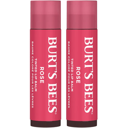 Burt's Bees Easter Basket Stuffers, Lip Tint Balm with Long Lasting 2 in 1 Duo Tinted Balm Formula, Color Infused with Hydrating Shea Butter for a Natural Looking Buildable Finish, Rose (2-Pack)