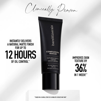 Complexion Rescue Natural Matte Tinted Moisturizer, Chestnut 09, Vegan, Cruelty-Free & Dermatologist-Tested