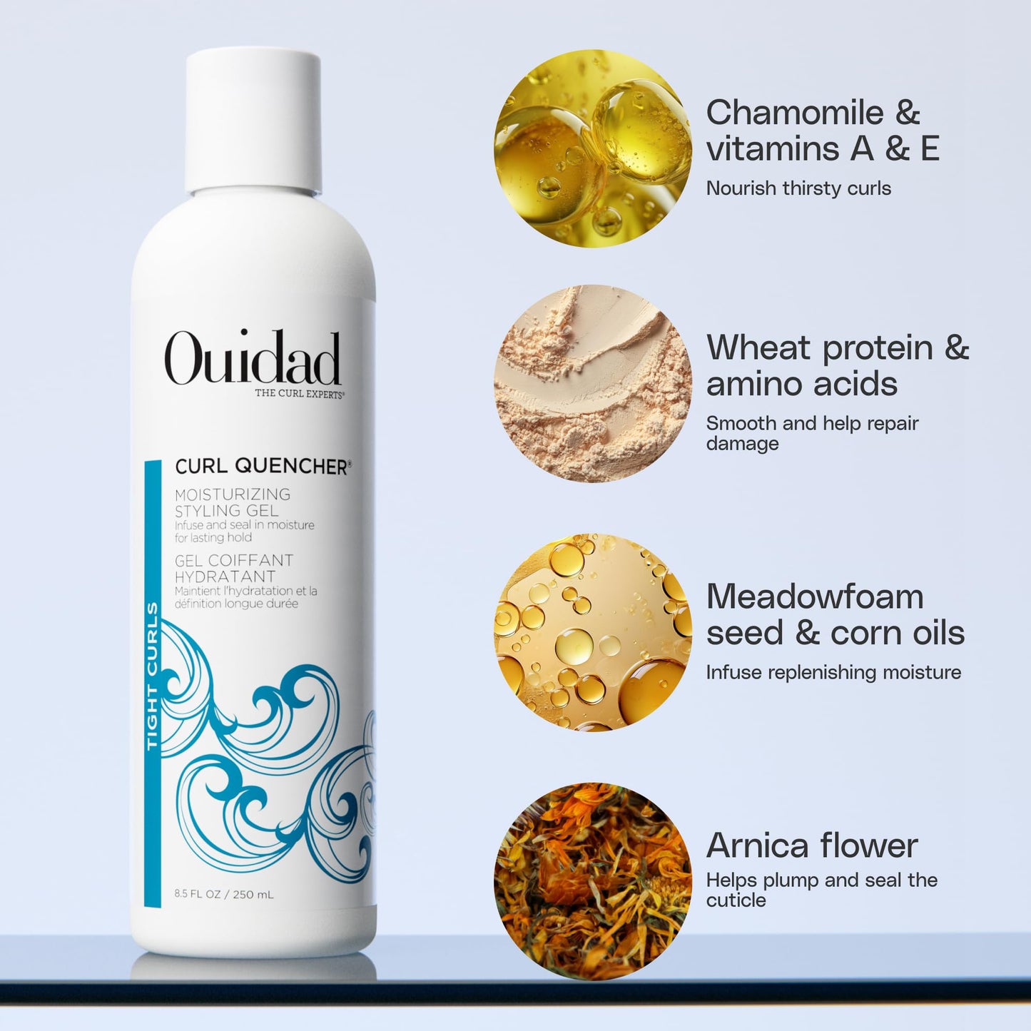 Ouidad Curl Quencher Moisturizing Styling Gel for Tight Curls – Adds Flexible Hold, Bounce, and Frizz-Free Definition to Curly Hair, Hydration & Moisture, Sulfate & Mineral Oil Free