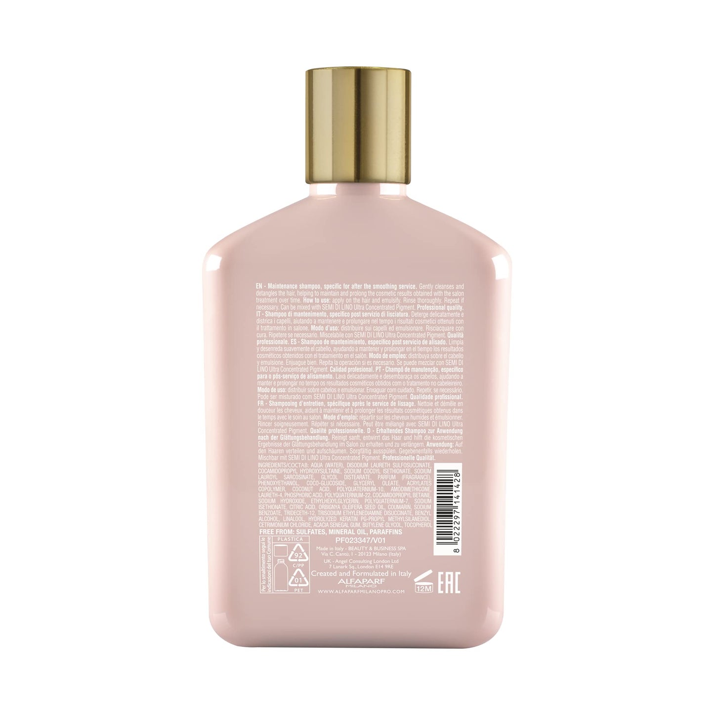 ALFAPARF MILANO Lisse Design Keratin Shampoo for Damaged Hair - Anti-Frizz - Maintains Brazilian Keratin Therapy Treatments - Smoothing, Straightening, Hydrating with Collagen (8.45 oz)