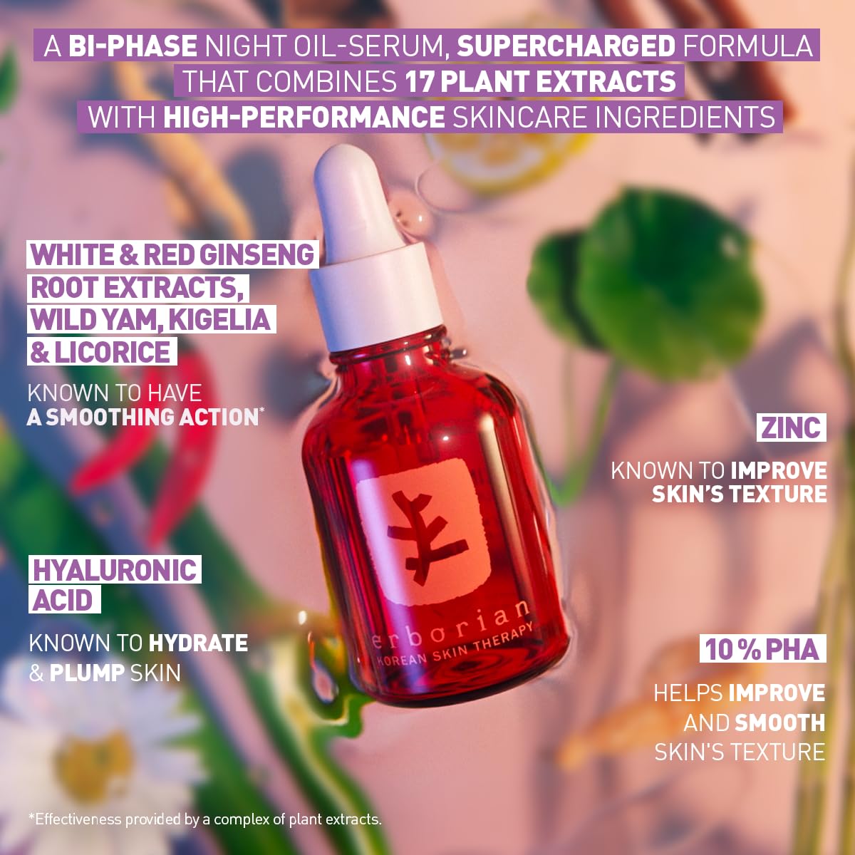 Erborian Multi‑Perfecting Night Serum, Oil & Milky Formulas, Smooths, Even Texture, Hydrates, Firms For Glowy, Mirror Skin Renewal, Korean Skincare