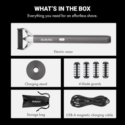 BaByliss MTL Series Electric Razor Including 4 Comb attachments, Storage Bag, Charging Stand and Cable