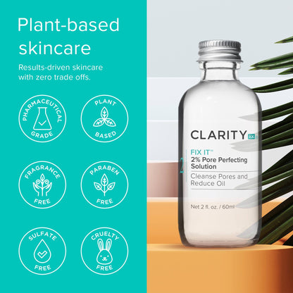 ClarityRx Fix It 2% Pore Perfecting Solution with Salicylic Acid for Acne-Prone & Oily Skin, Natural and Plant Based