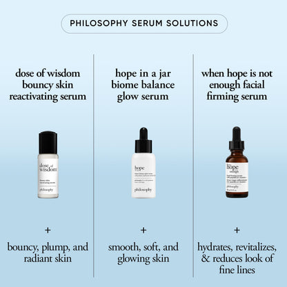philosophy hope in a jar biome-balance glow facial serum - with enhanced hyaluronic acid, prebiotic & AA2G - helps restore natural balance & provides instant, supercharged hydration - 1 fl oz