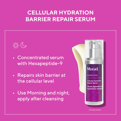 Murad Cellular Hydration Barrier Repair Serum – Hydrating Serum with Hyaluronic Acid, Bilberry, and Peptides for Strengthening Skin Barrier and Calming Redness – 0.5 Fl Oz